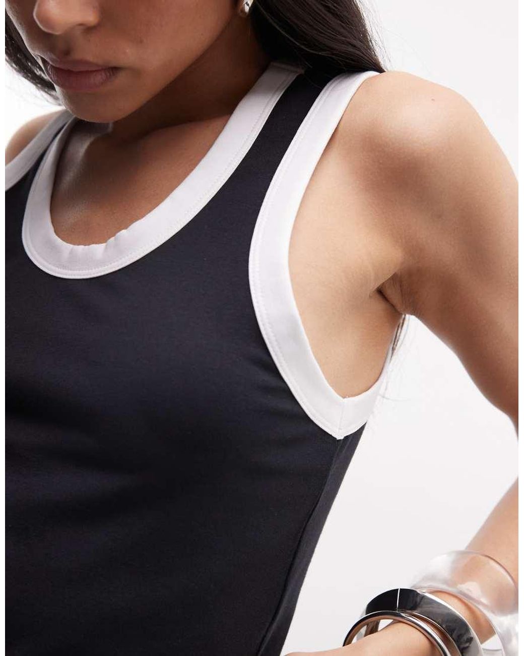 Collusion Blue Vest Top With Contrast Binding