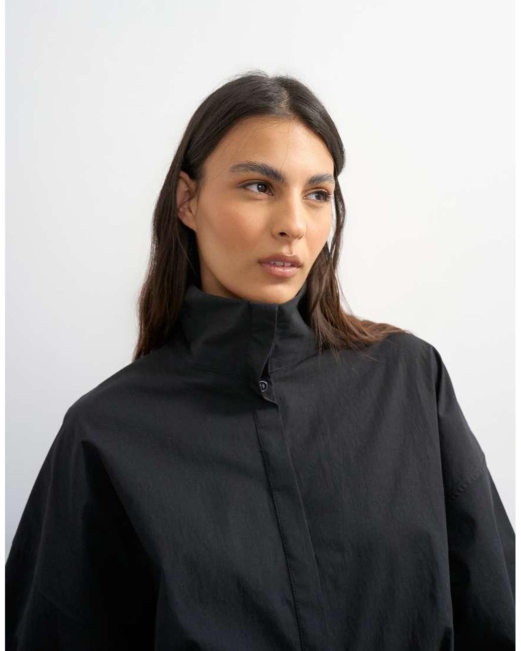 TOPSHOP Gray Long Sleeve Funnel Neck Shirt Dress With Wrap Detail
