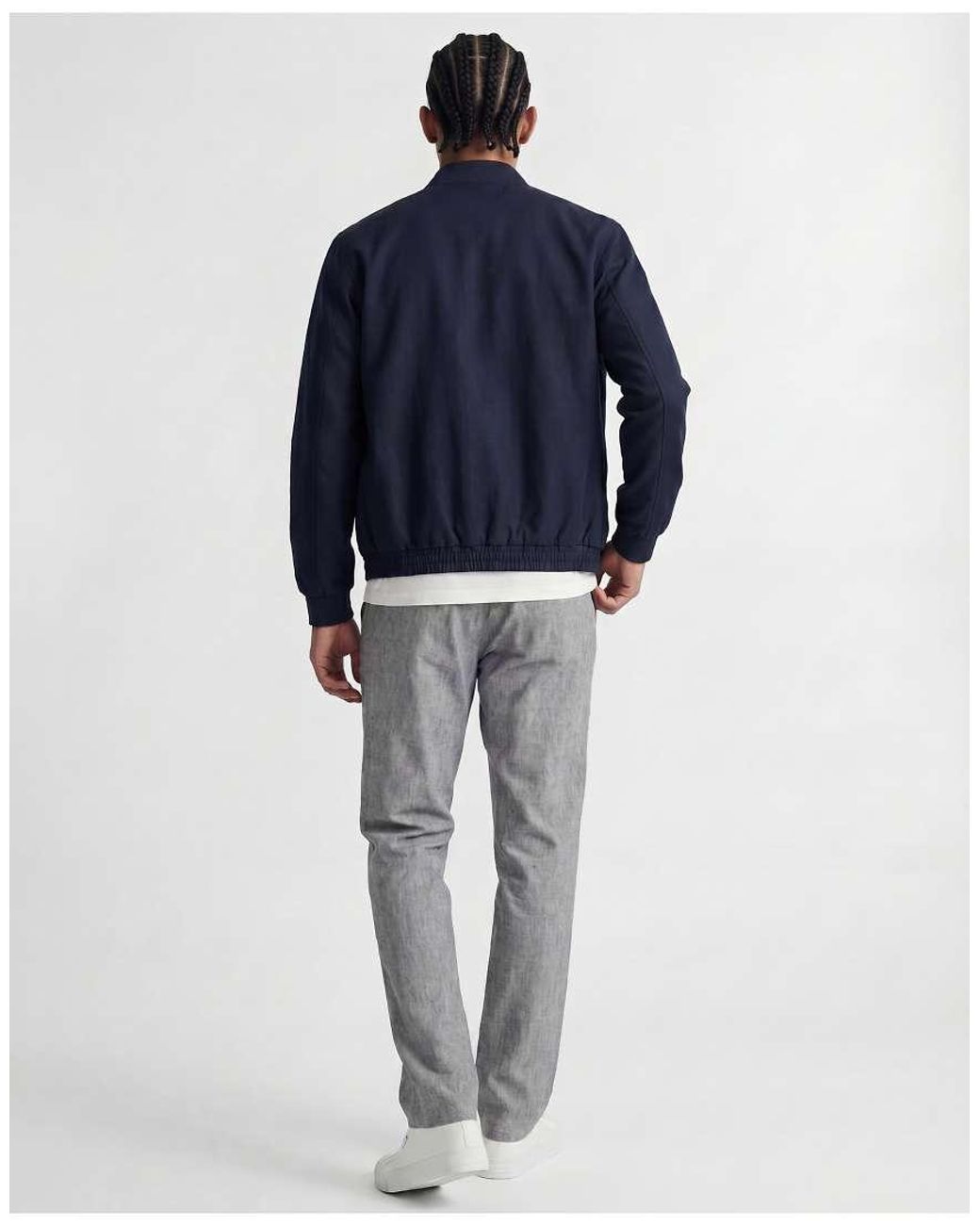 Jack & Jones Gray Wide Fit Drawstring Herringbone Chino for men