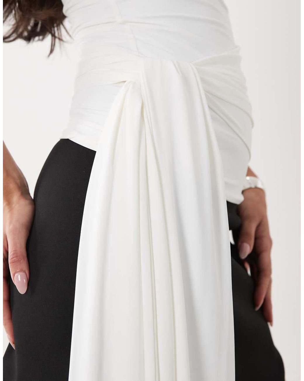 Bardot White Jordan Longline High Neck Top With Tie Waist