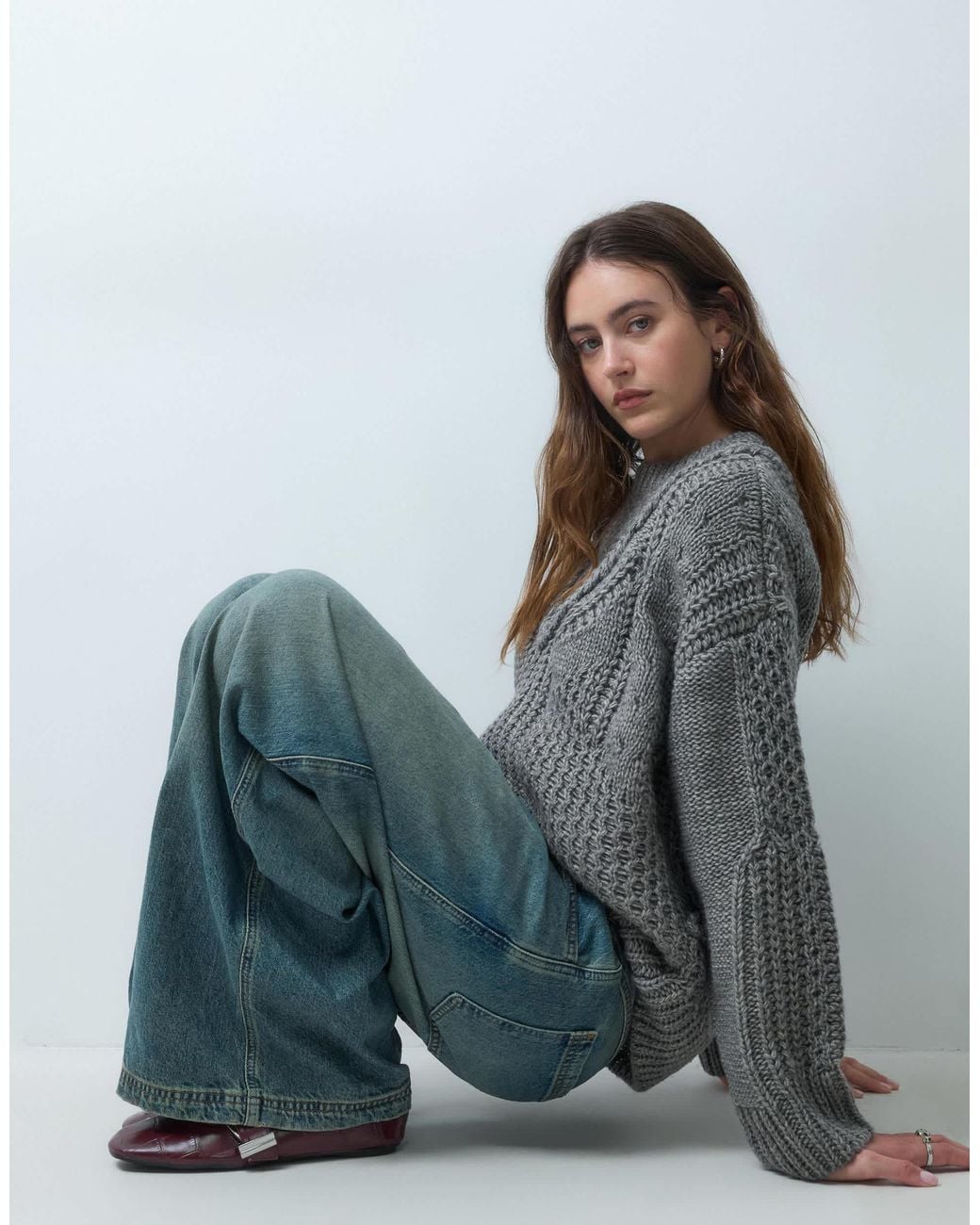 Object Gray Textured Crew Neck Jumper Knit Jumper