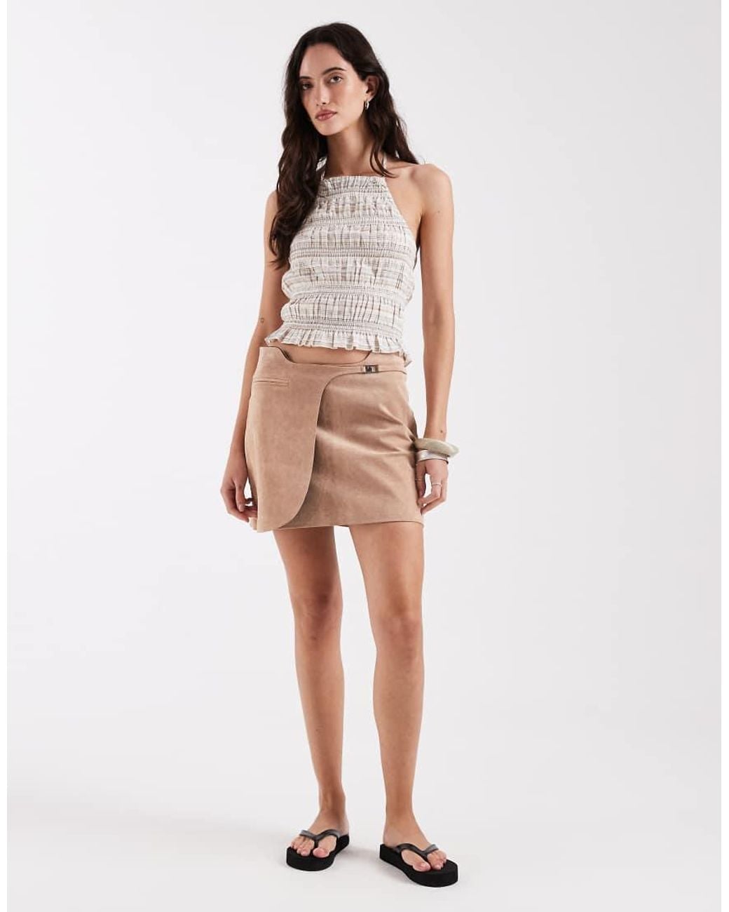 laagam Brown Luana Real Suede Western Mini Skirt