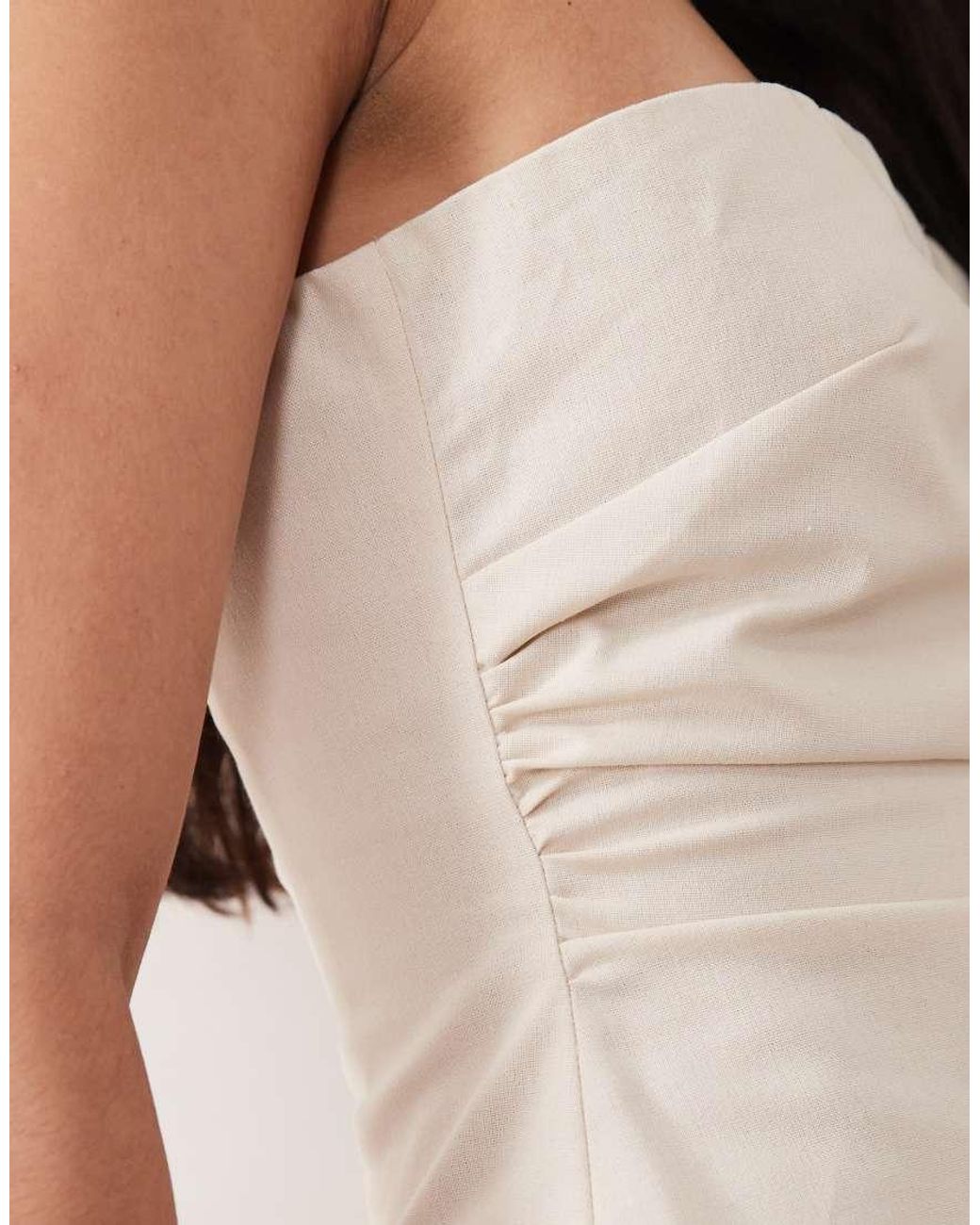 Kaiia Natural Exclusive Linen Blend Asymmetric Bandeau Top