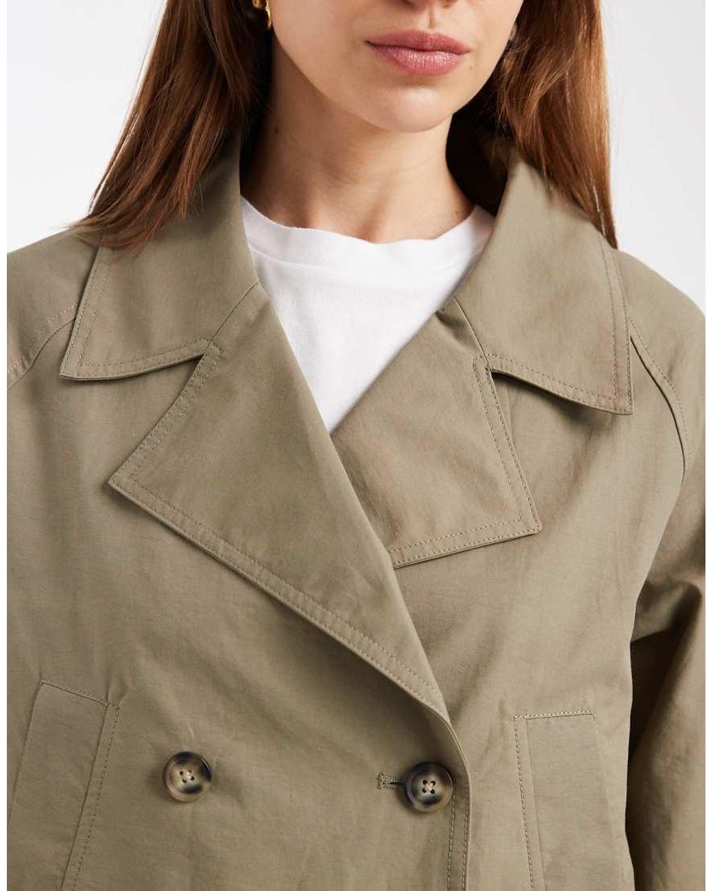 Mango Brown Teen Cotton Rich Cropped Trench Coat