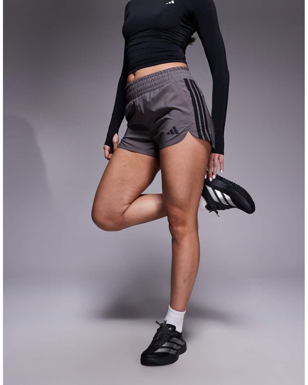 Adidas Originals Black Adidas Training Pacer High Waisted Shorts