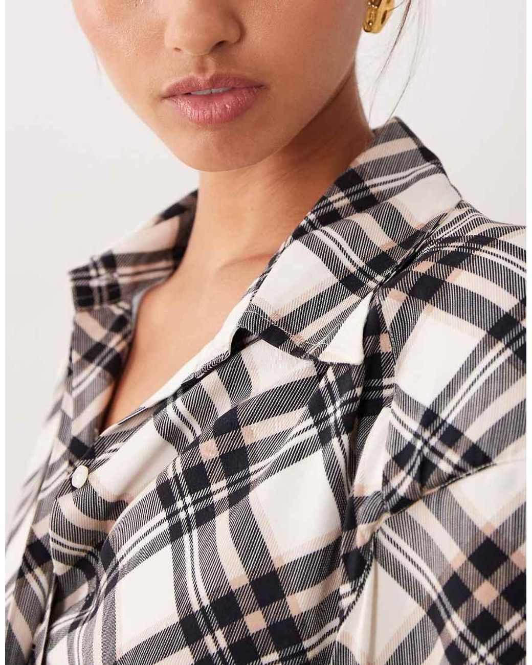 ASOS White Cinched Shoulder Pads Tie Back Shirt