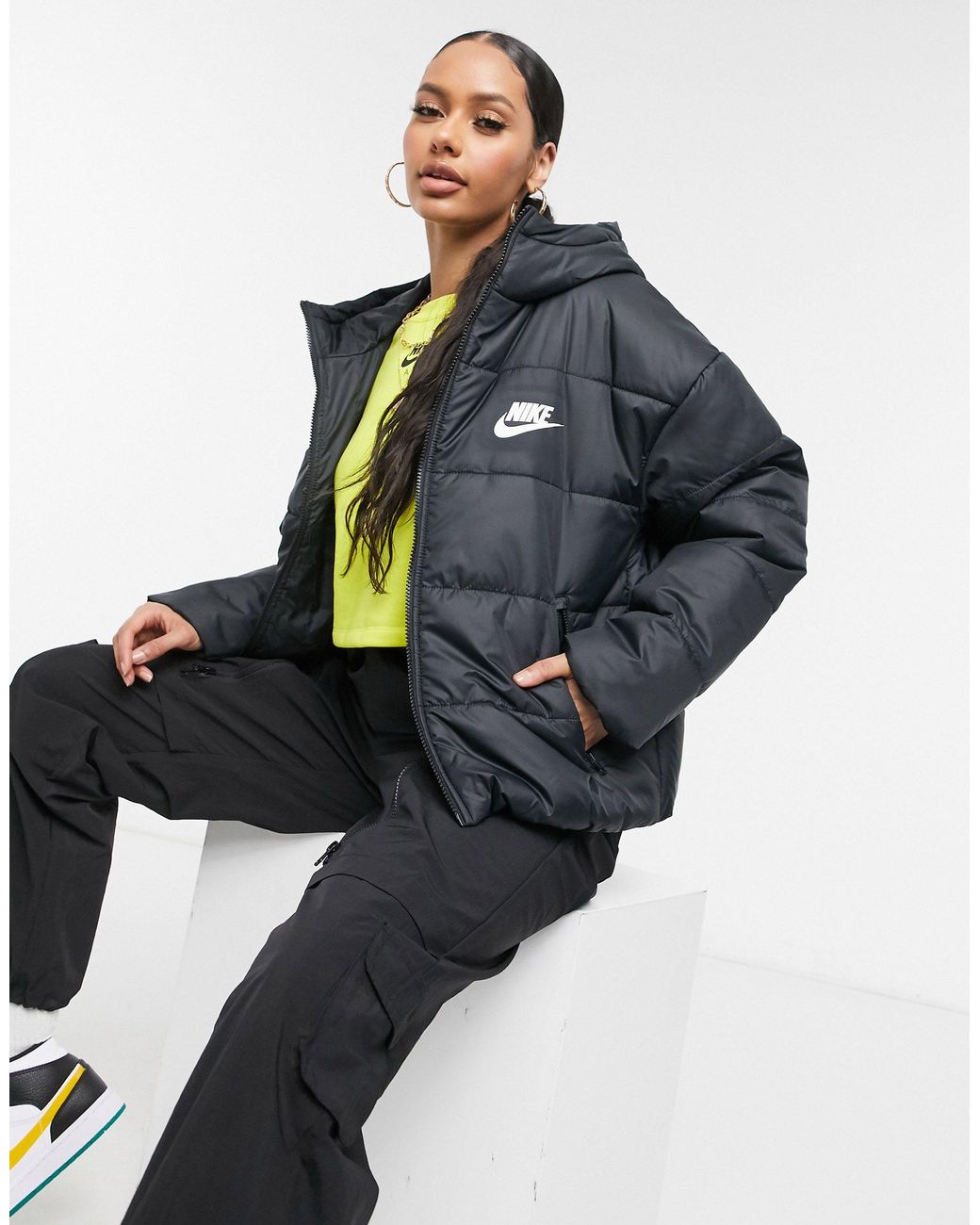 women's nike black padded jacket
