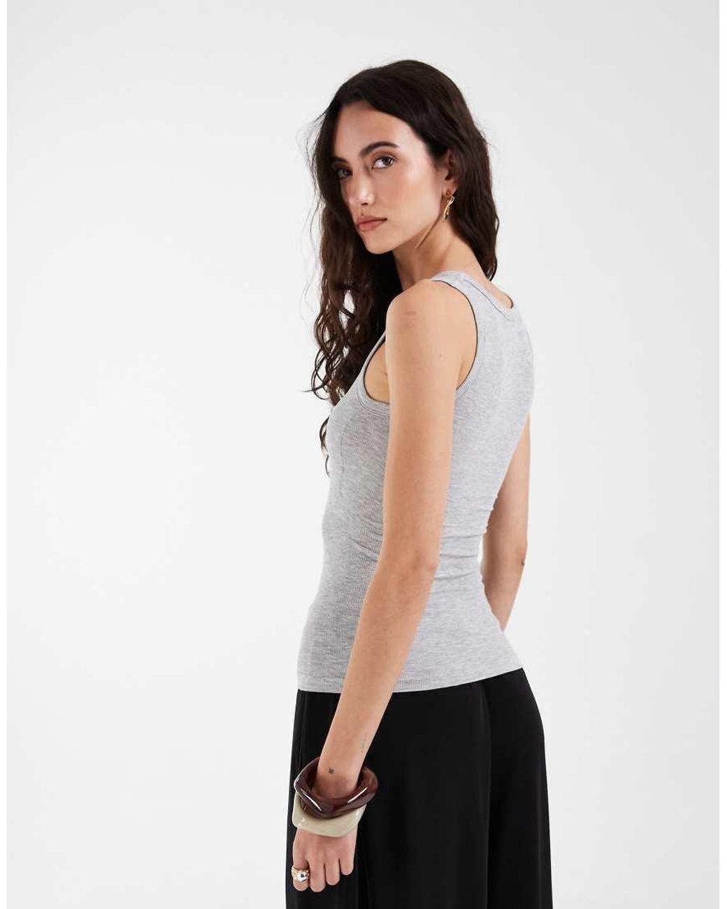 ASOS Blue Bra Free Seamless Rib Scoop Neck Vest