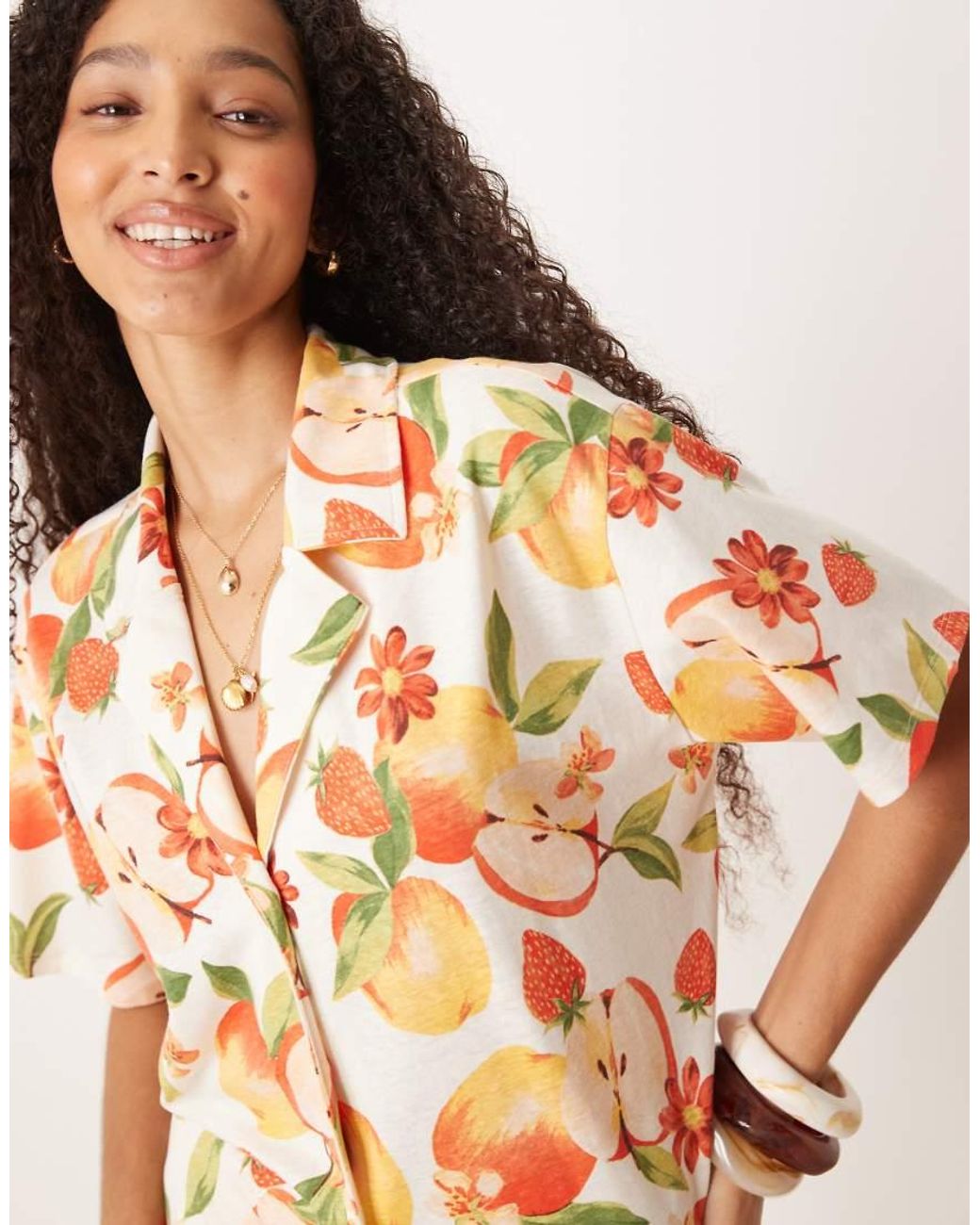 ASOS Multicolor Linen Look Revere Shirt