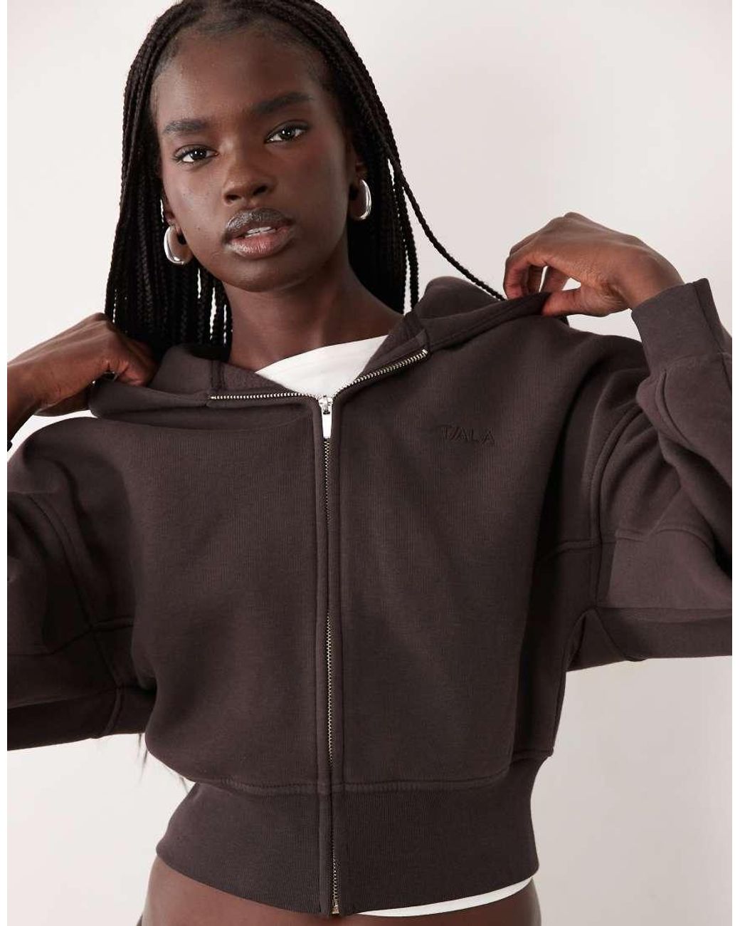 Tala Brown Cocoon Zip Through Hoodie