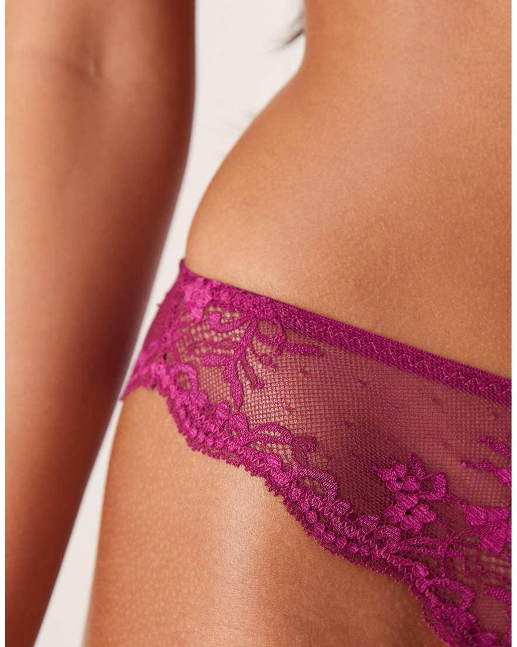 Dora Larsen Red Odette Floral Lace Brazilian Brief