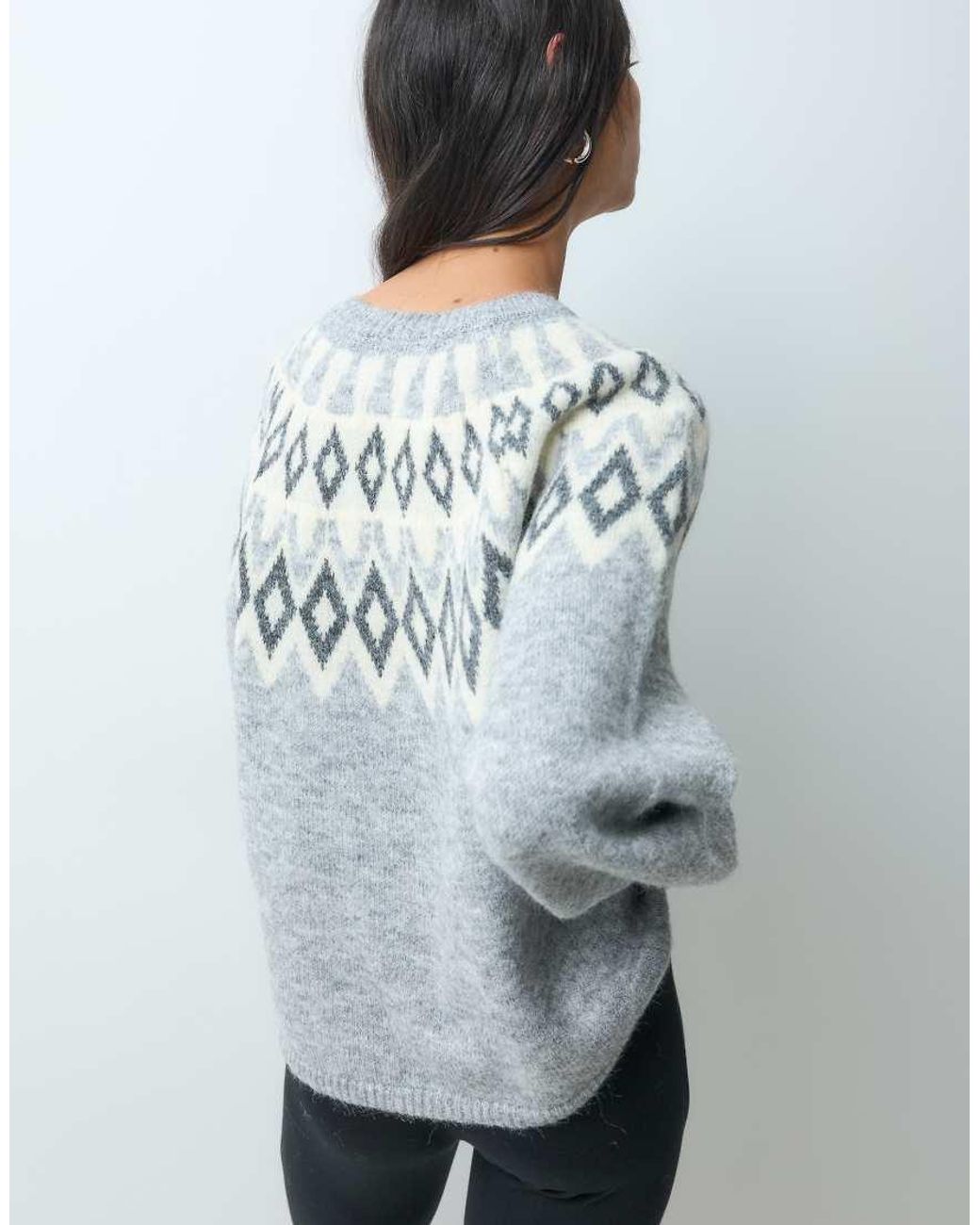ONLY Gray Fair Isle Knitted Jumper