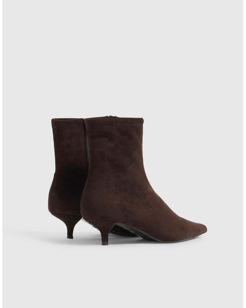 River Island Brown Faux Suede Kitten Heel Sock Boots