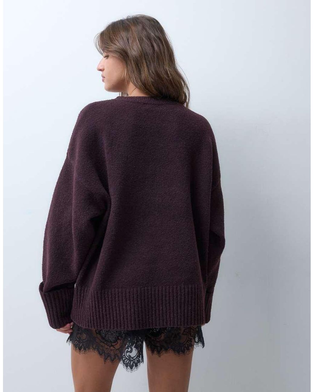 Pretty Lavish Blue Camille Borg Knit Oversized Jumper With Ribbed Detail