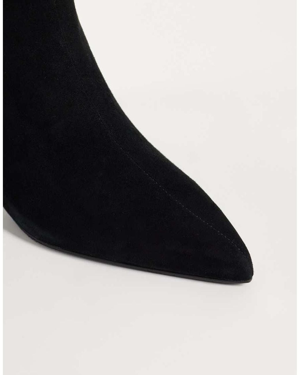 Nobody's Child Black Real Leather Pointed Toe Heeled Knee High Boot