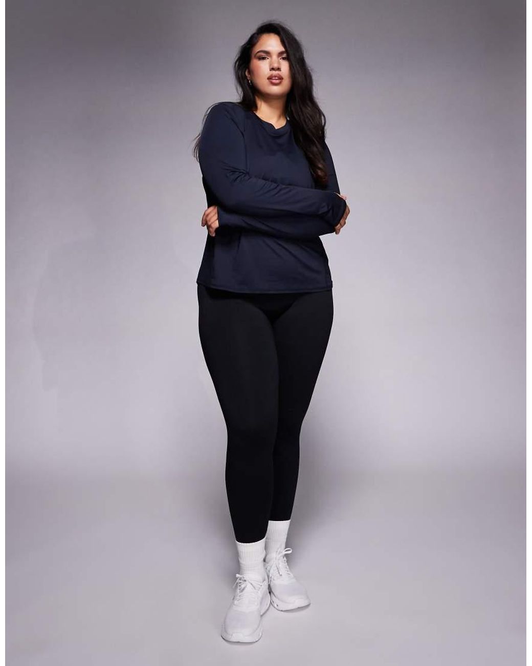 4505 Blue Curve Icon Long Sleeve Quick Dry Running Top