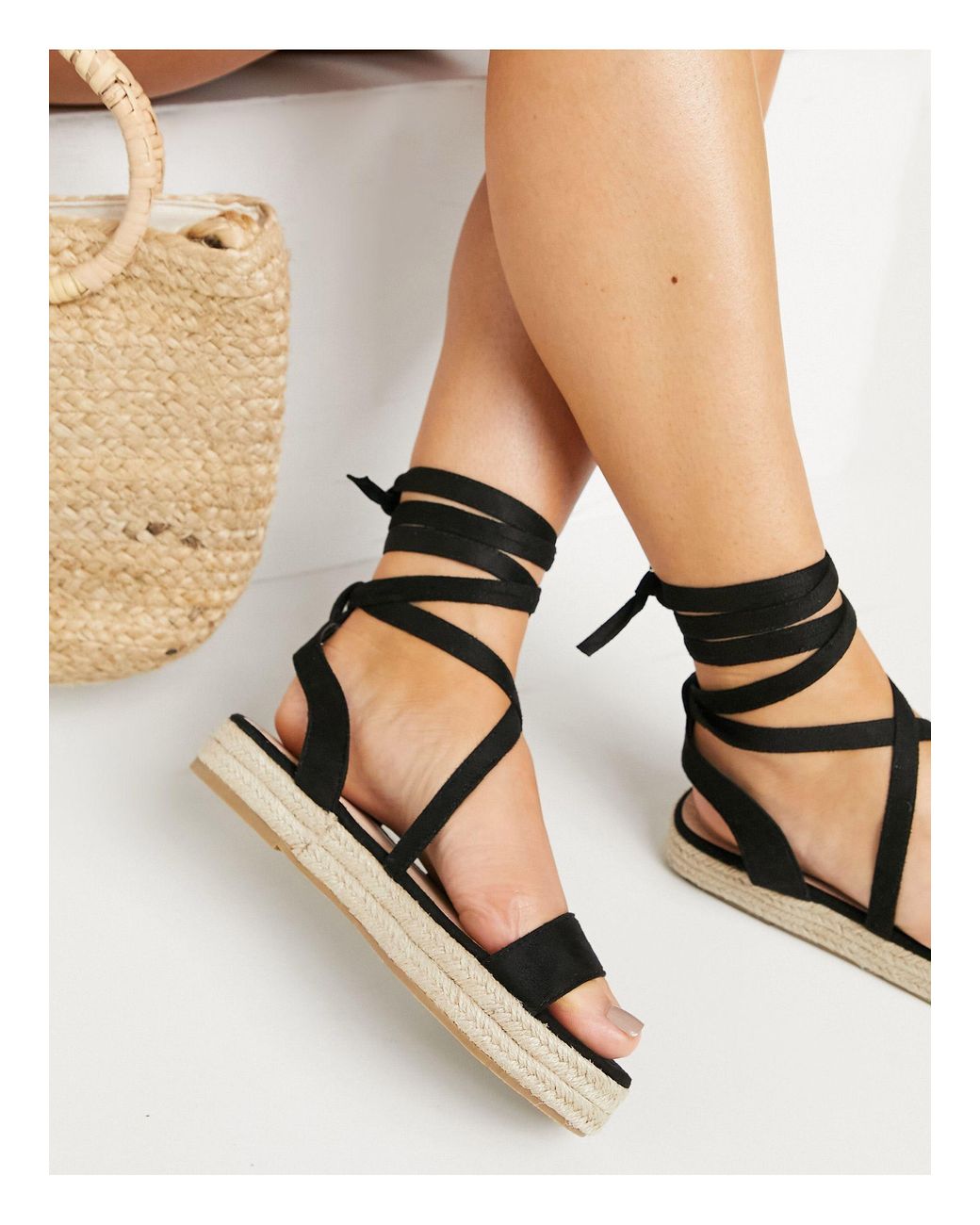 Truffle Collection Espadrille-sandalen Met Strikbanden | Lyst NL