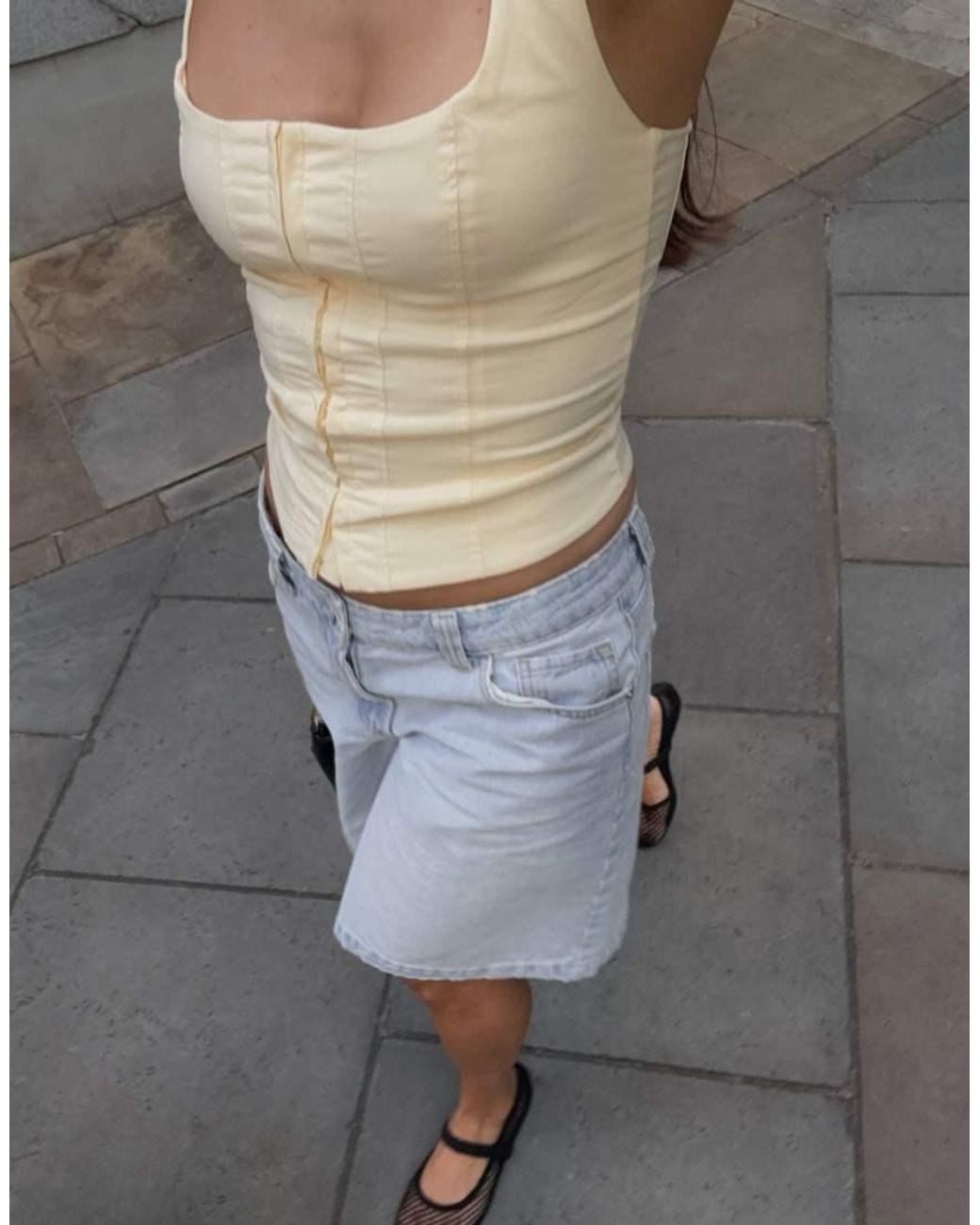 Bershka Yellow Bengaline Strappy Top