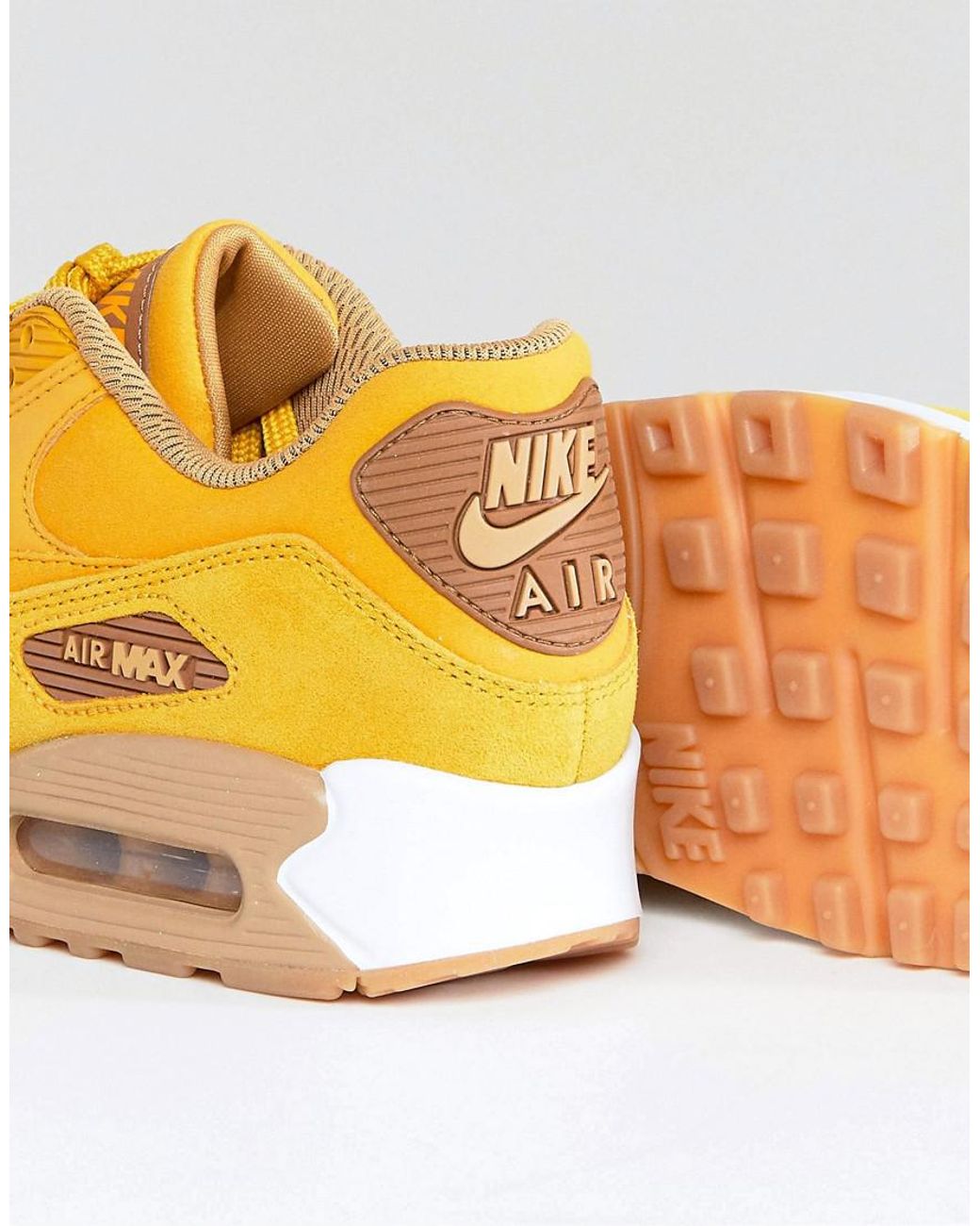 Nike Air Max 90 Mustard Suede Trainers With Gum Sole in Yellow | Lyst  Australia