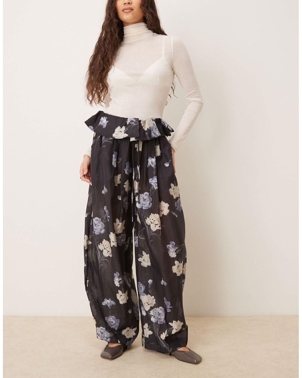 ASOS Multicolor Foldover Waist Detail Balloon Trousers