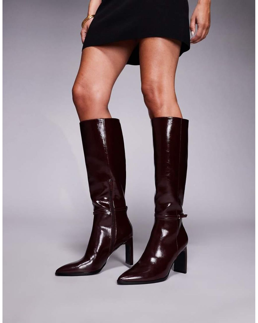 Forever New Brown Ankle Strap Knee High Boots