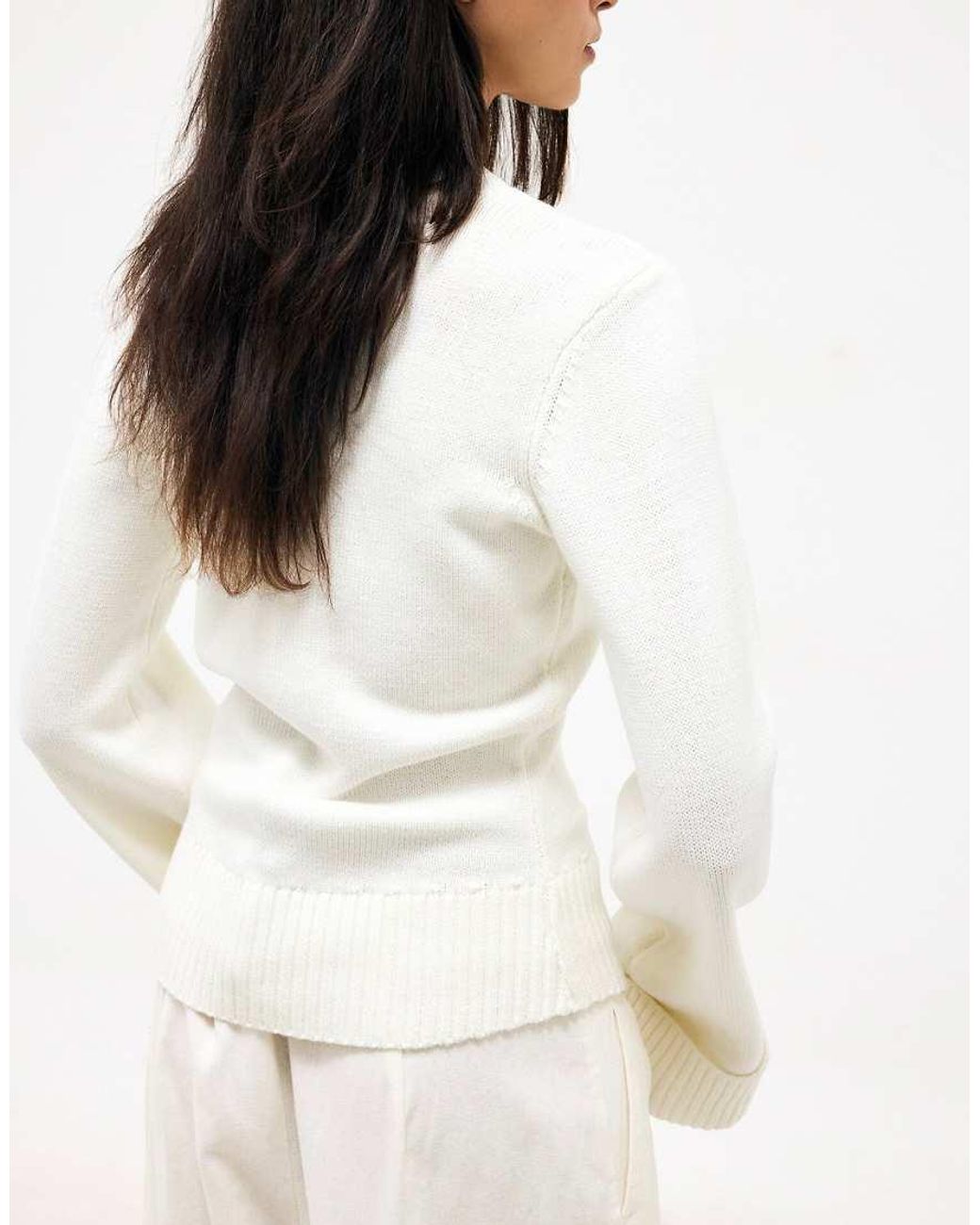 NA-KD Natural Fitted Round Neck Knitted Cardigan