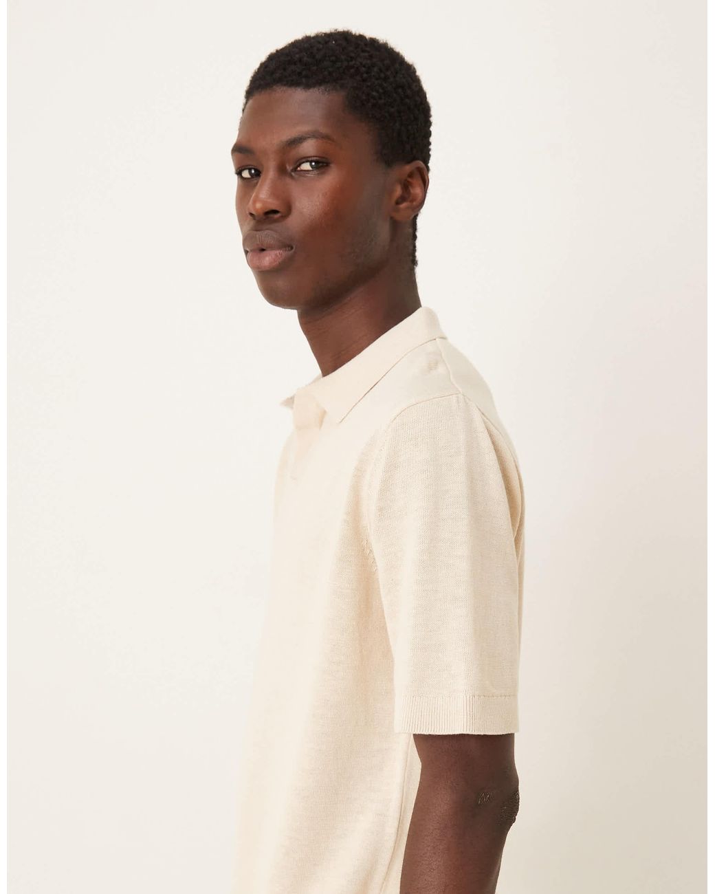 SELECTED Natural Knitted Polo for men