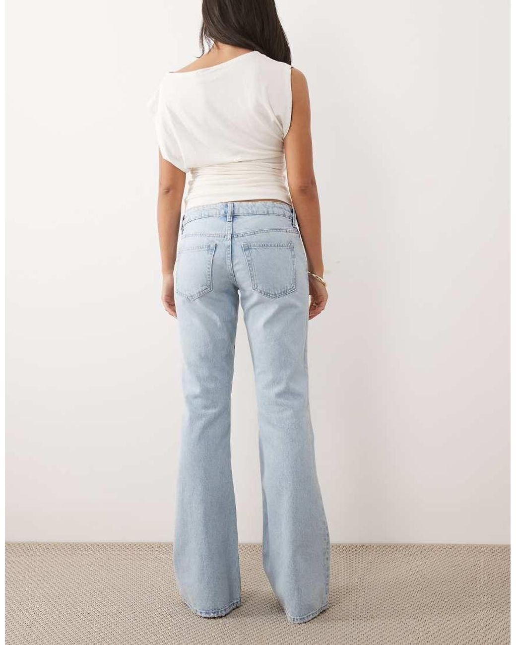 Gina Tricot Blue Low Waist Flare Ripped Jeans