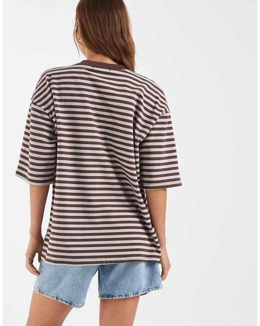 BRONZE SNAKE Brown Lesley Stripe Crew Tee