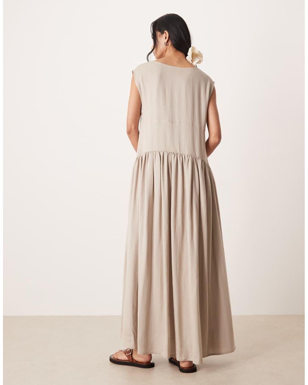 ASOS Natural Deep V Neck Oversized Maxi Dress