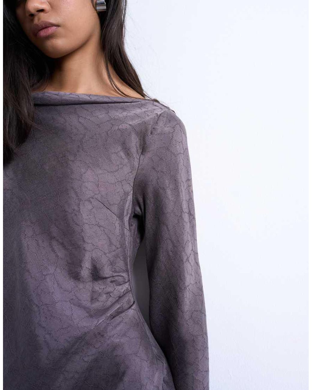 TOPSHOP Purple Drape Neck Mini Dress
