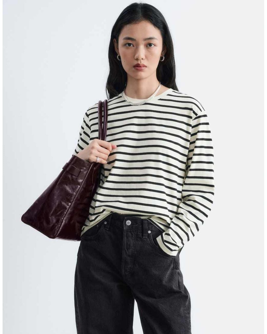& Other Stories White Oversized Long Sleeved T-Shirt