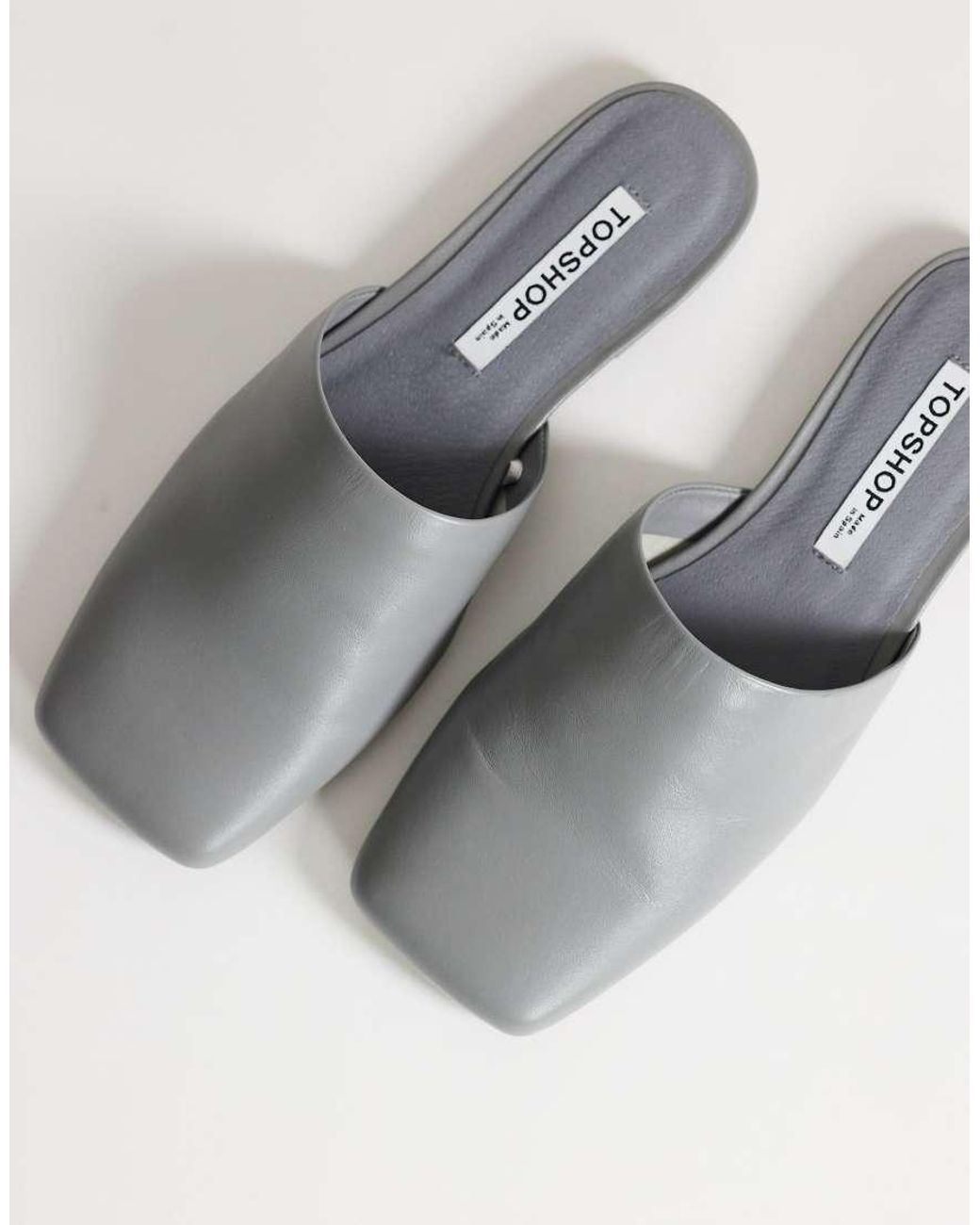 TOPSHOP White Cressida Premium Real Leather Square Toe Mule