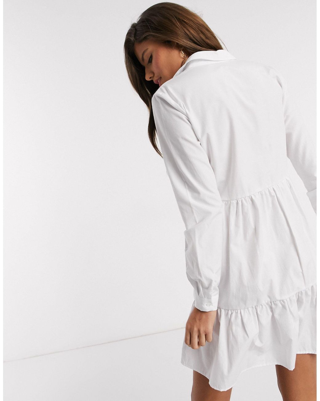 white poplin shirt dress