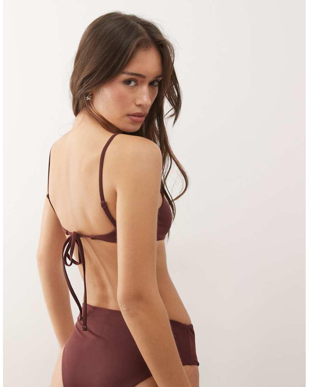 Weekday Brown Mix & Match Scoop Neck Bikini Top