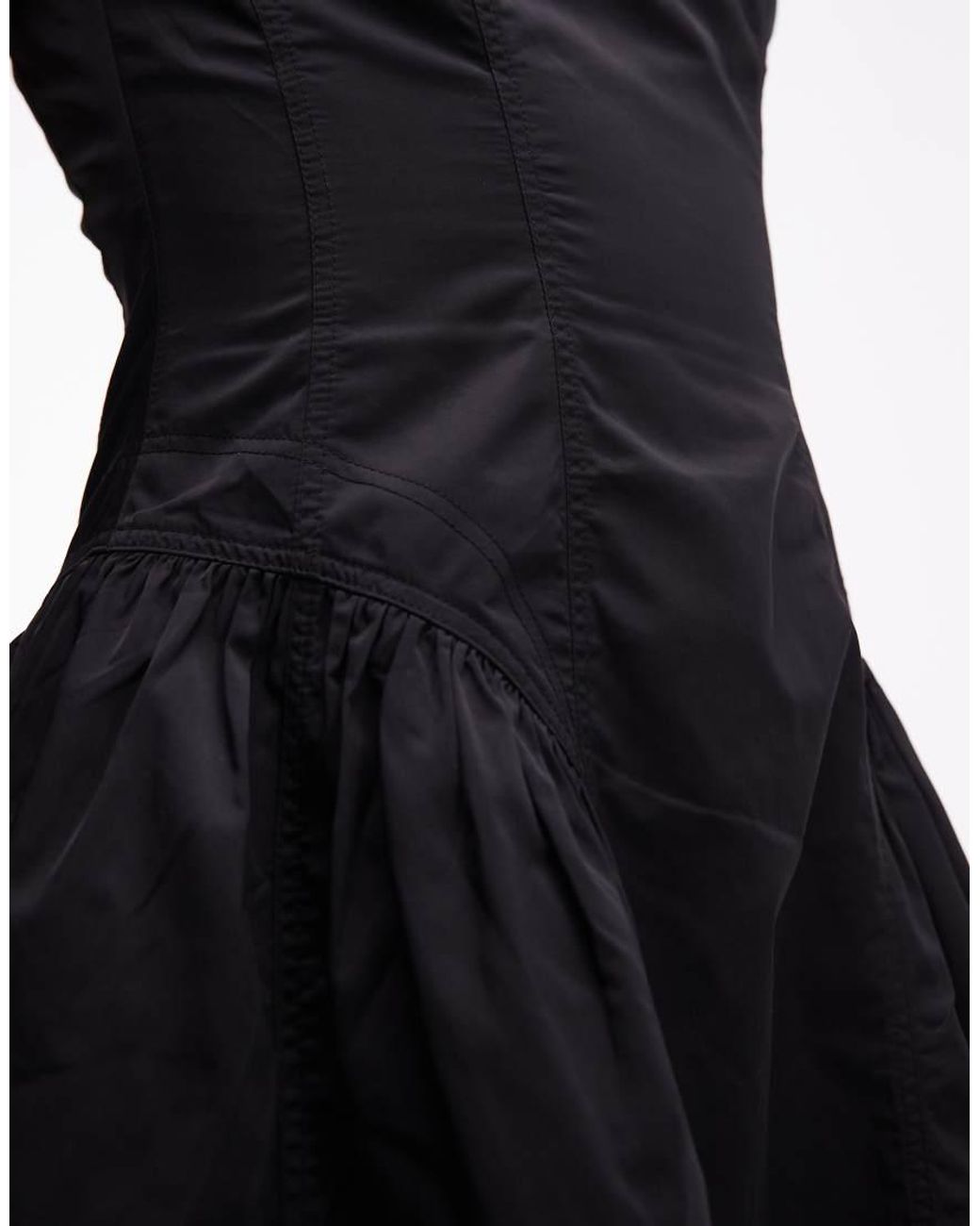 & Other Stories White Drop Waist Nylon Mini Dress With Cinched Waist