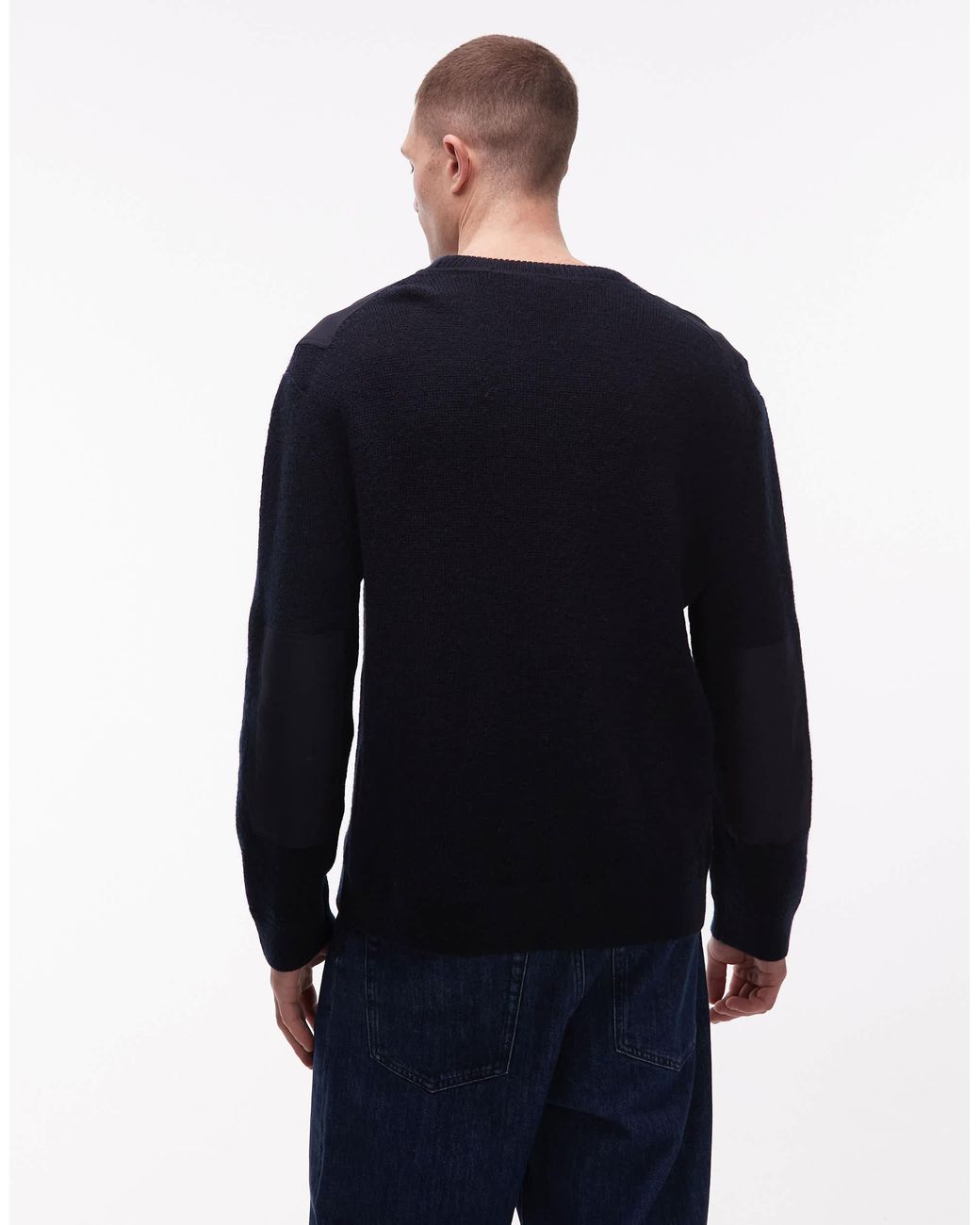 ARKET Blue Pure Wool Patch Crew Neck Knitted Jumper for men