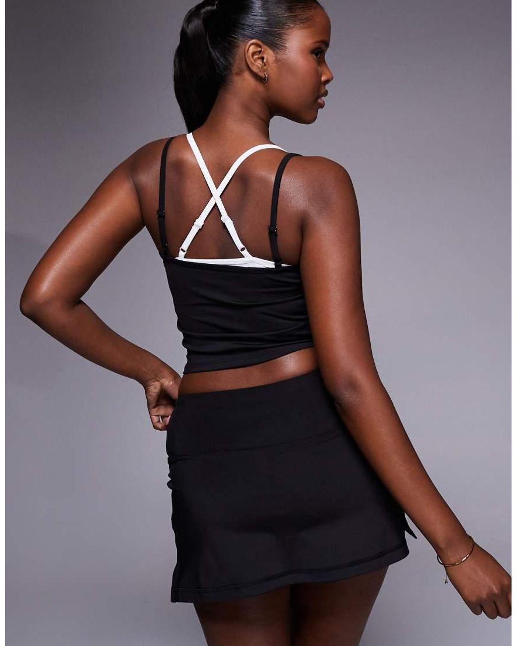 4505 Blue Tennis Active Double Layer Tank With Cross Strap Back