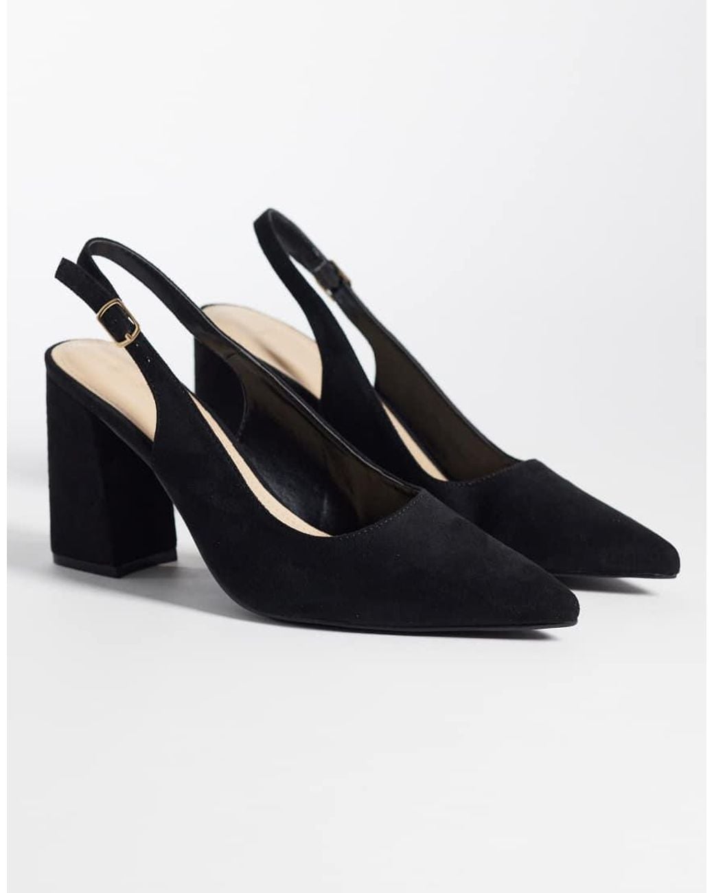 SEQWL Black Hogan Sling Back Block Heeled Sandals