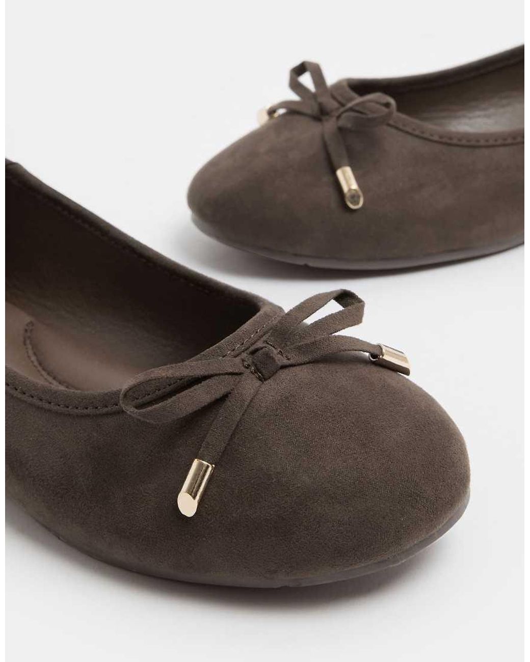 Yours Clothing Brown Faux Suede Ballerina Pumps