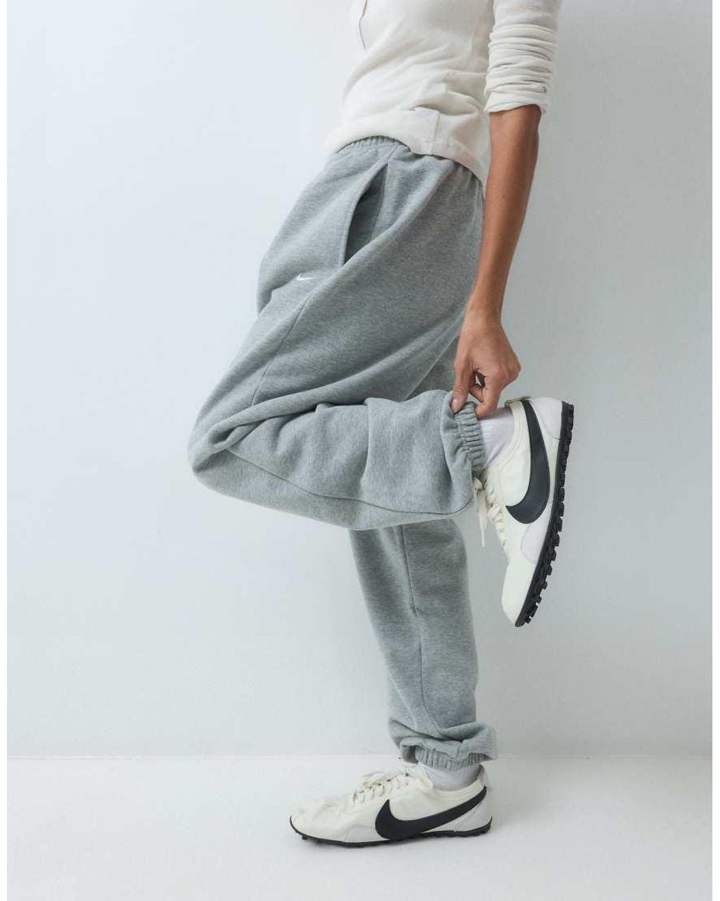 Nike Gray Studio Fleece Mid-weight Oversized Cuffed joggers