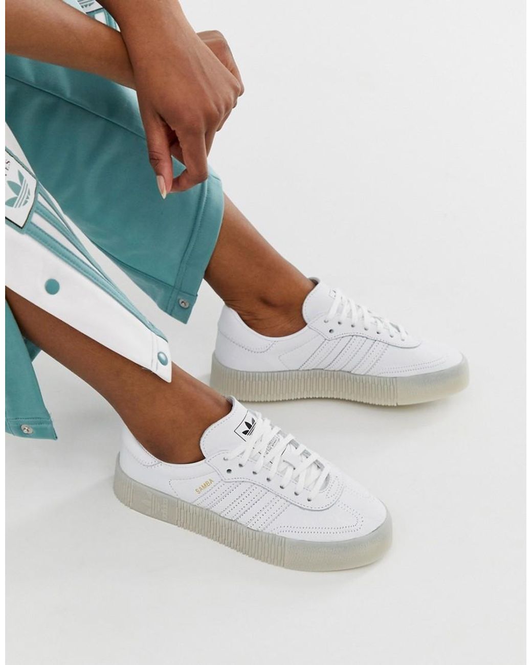 adidas Originals Samba Rose Sneakers In Triple White | Lyst