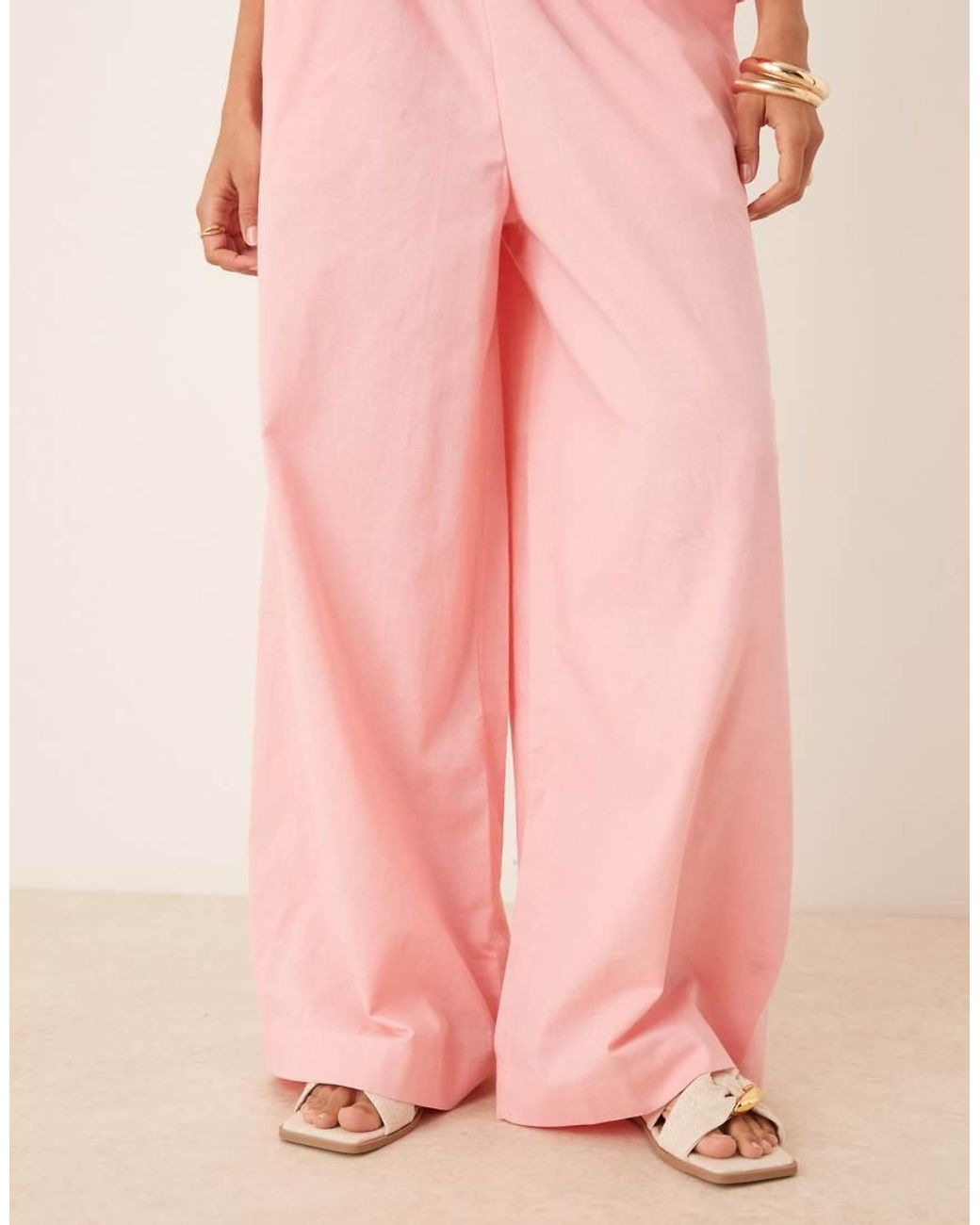 ASOS Pink Shirred Waist Pull On Trousers Co-ord