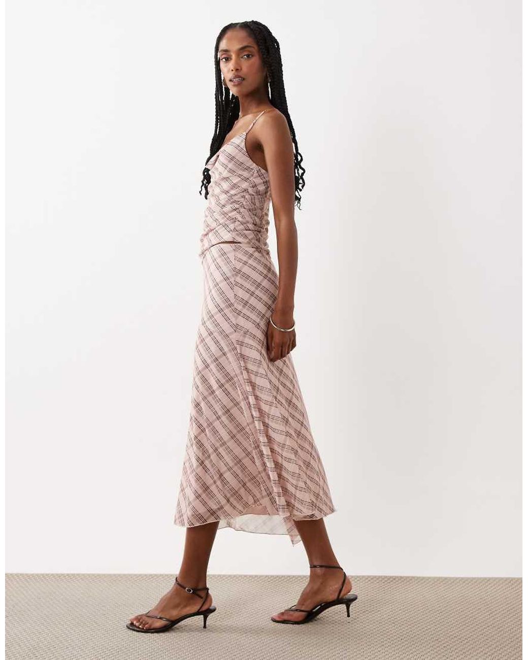 Mango Pink Illo Asymmetric Hem Midi Skirt