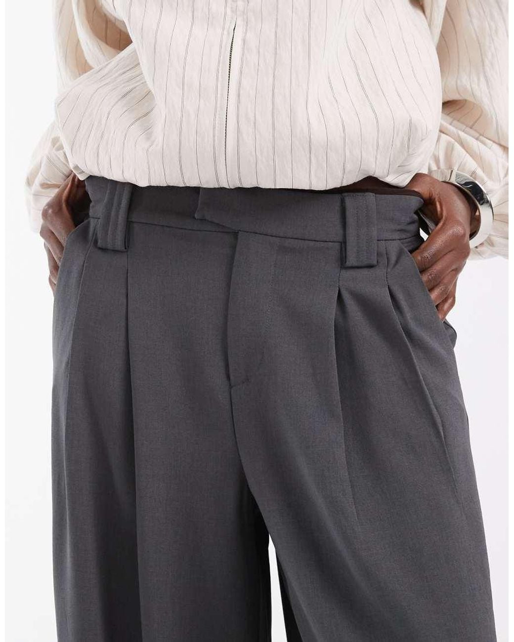 ONLY White Wide Leg Tailored Trousers