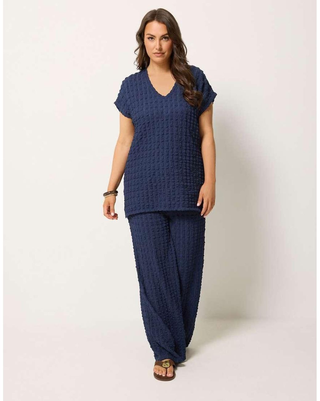Yours Clothing Blue Bubble Textured T-Shirt