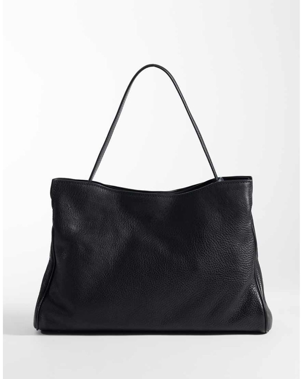 Mango Black 100% Leather Shoulder Bag