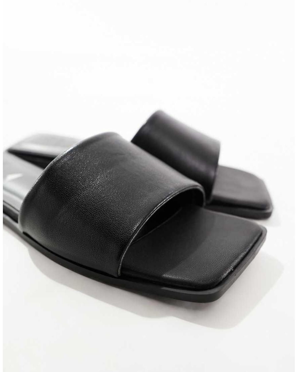 ASOS White Wide Fit Fig Square Toe Flat Sandals