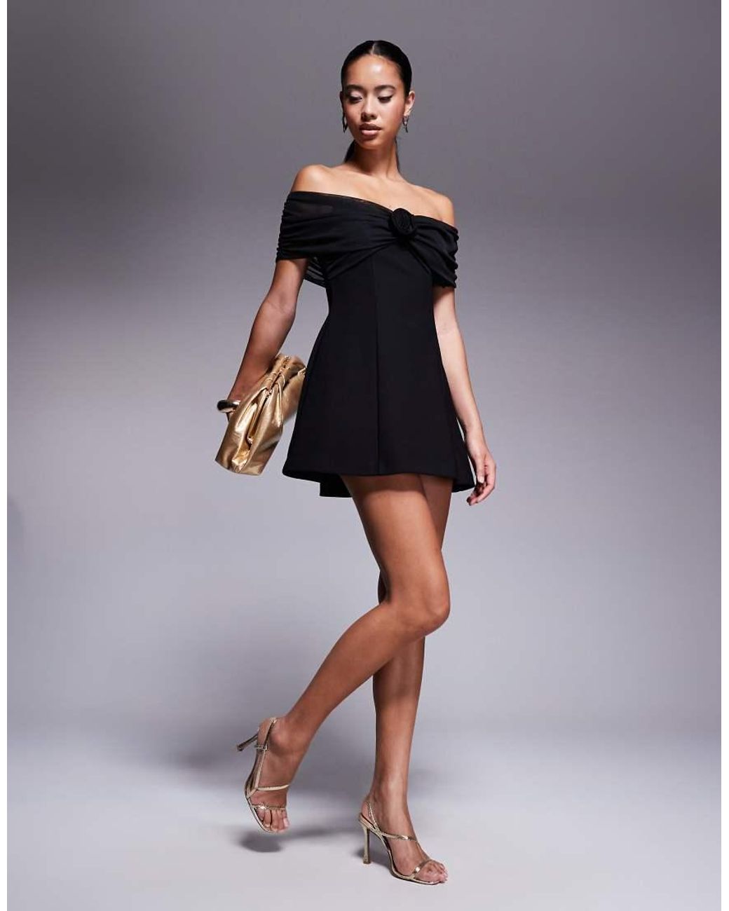 Forever New Black Off Shoulder Mini Dress