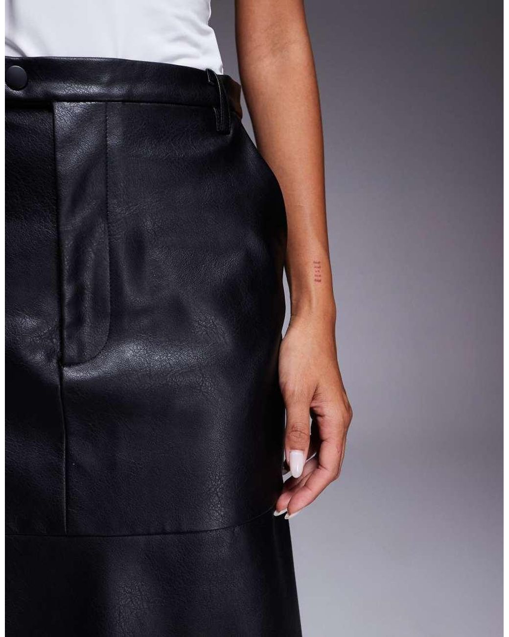 Bardot Blue Kindra Faux Leather A-line Skirt